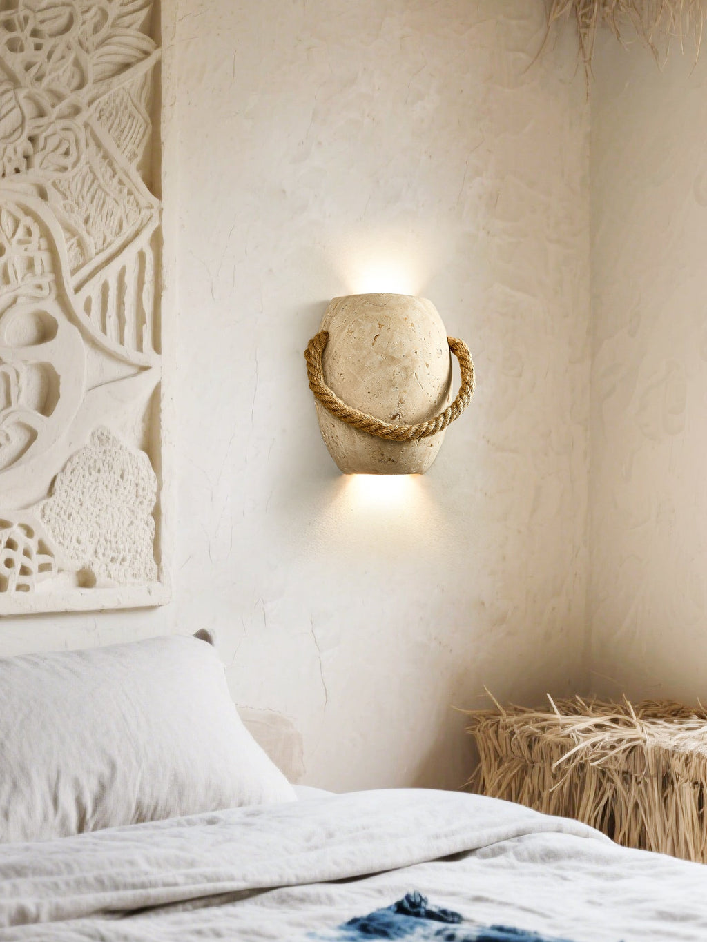 Coastal Rope Stone Wall Light, Hardwired Wall Sconce, detail 17