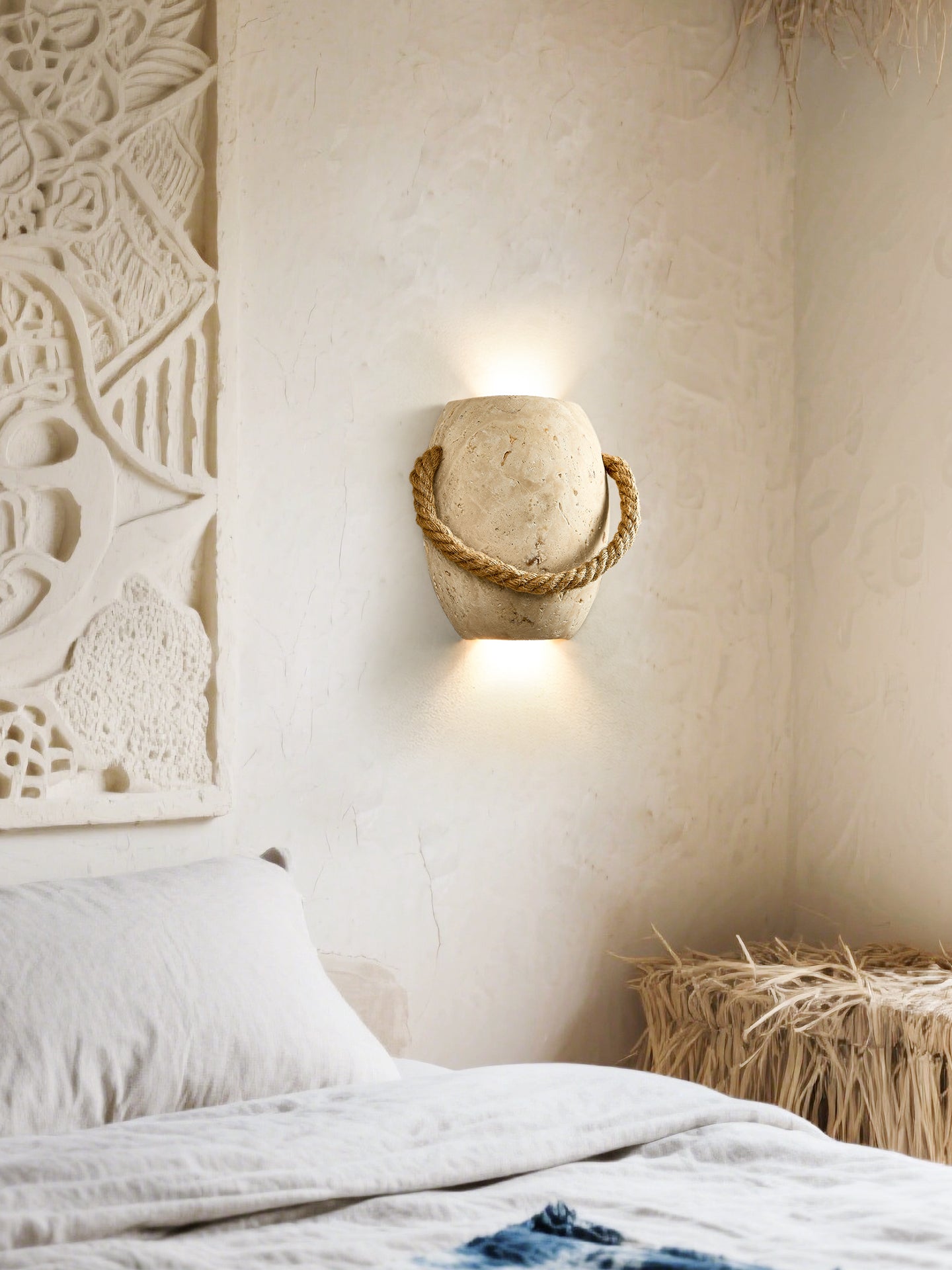 Coastal Rope Stone Wall Light, Hardwired Wall Sconce, detail 17