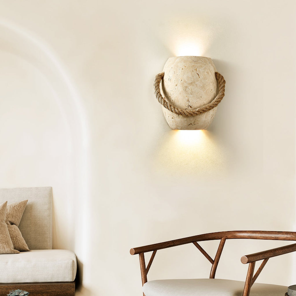 Coastal Rope Stone Wall Light, Hardwired Wall Sconce, detail 4