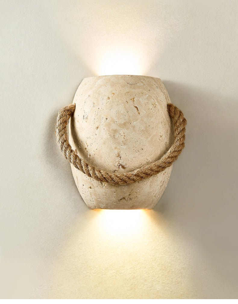 Coastal Rope Stone Wall Light, Hardwired Wall Sconce, detail 6