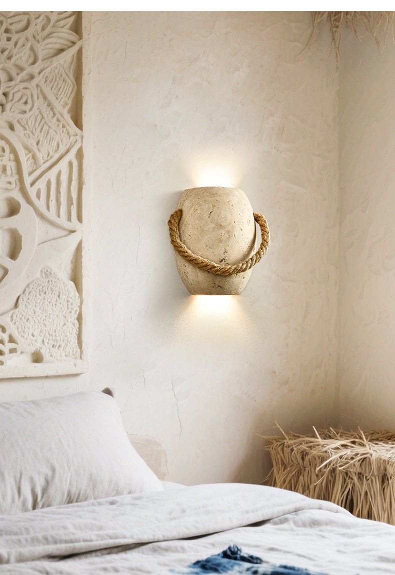 Coastal Rope Stone Wall Light, Hardwired Wall Sconce, detail 7
