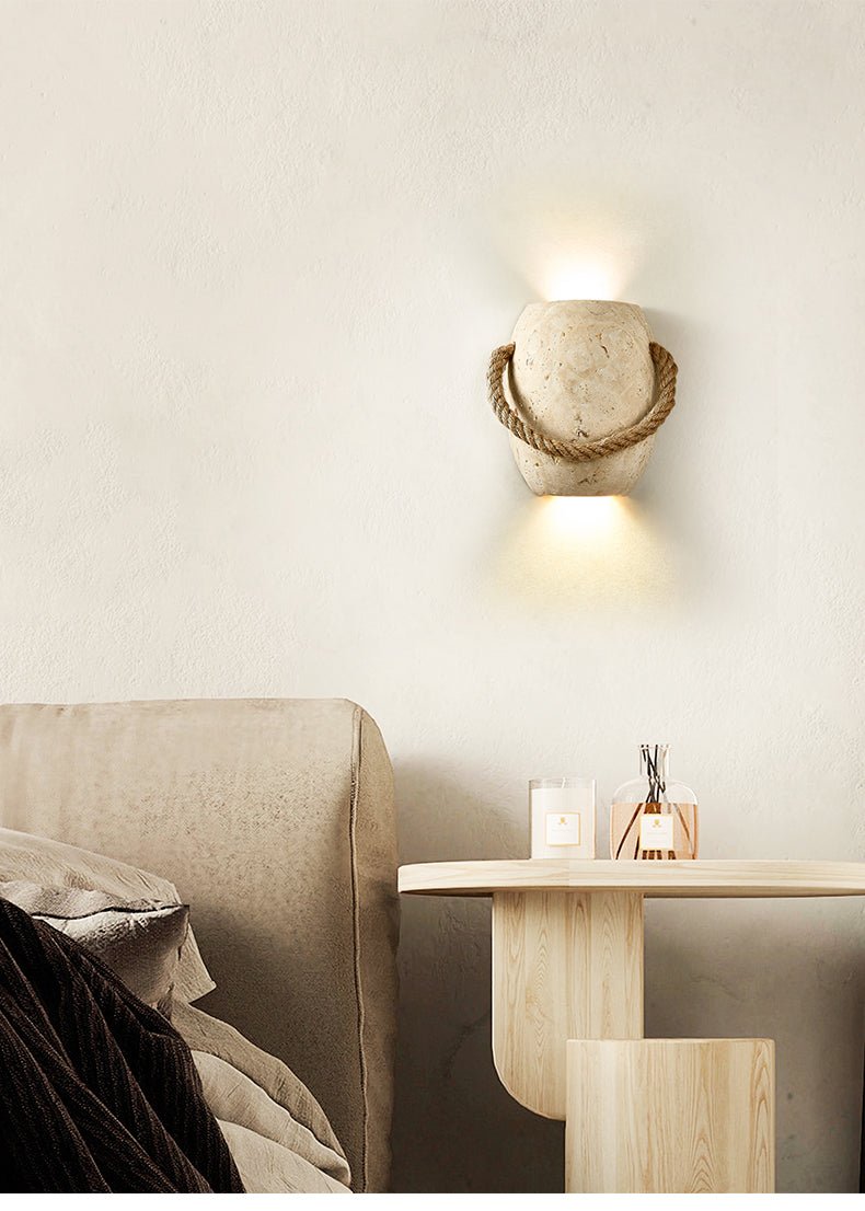 Coastal Rope Stone Wall Light, Hardwired Wall Sconce, detail 8