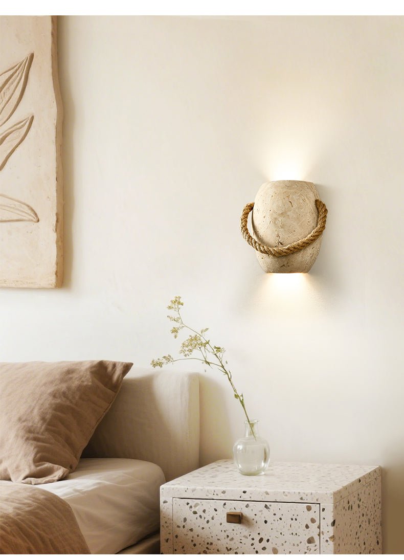 Coastal Rope Stone Wall Light, Hardwired Wall Sconce, detail 10