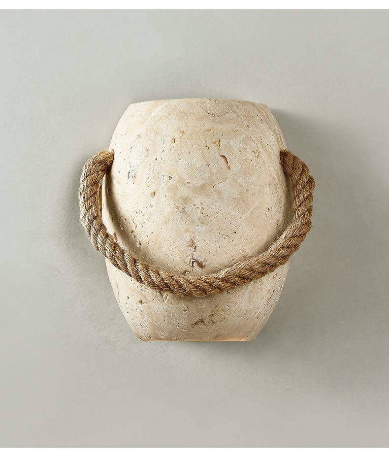 Coastal Rope Stone Wall Light, Hardwired Wall Sconce, detail 12