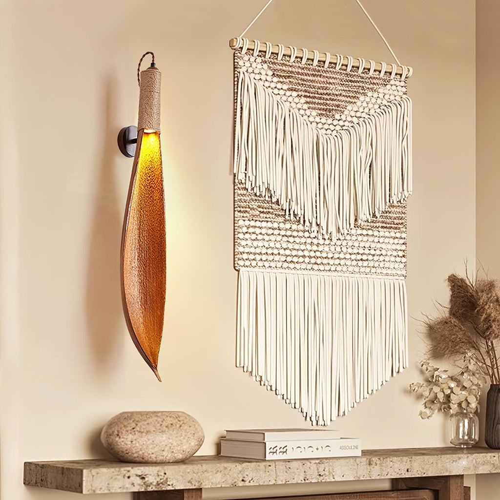Cocoa Leaf Wall Light, Hardwired Wall Sconce, detail 9