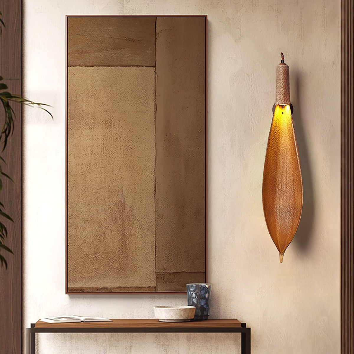 Cocoa Leaf Wall Light, Hardwired Wall Sconce, detail 11