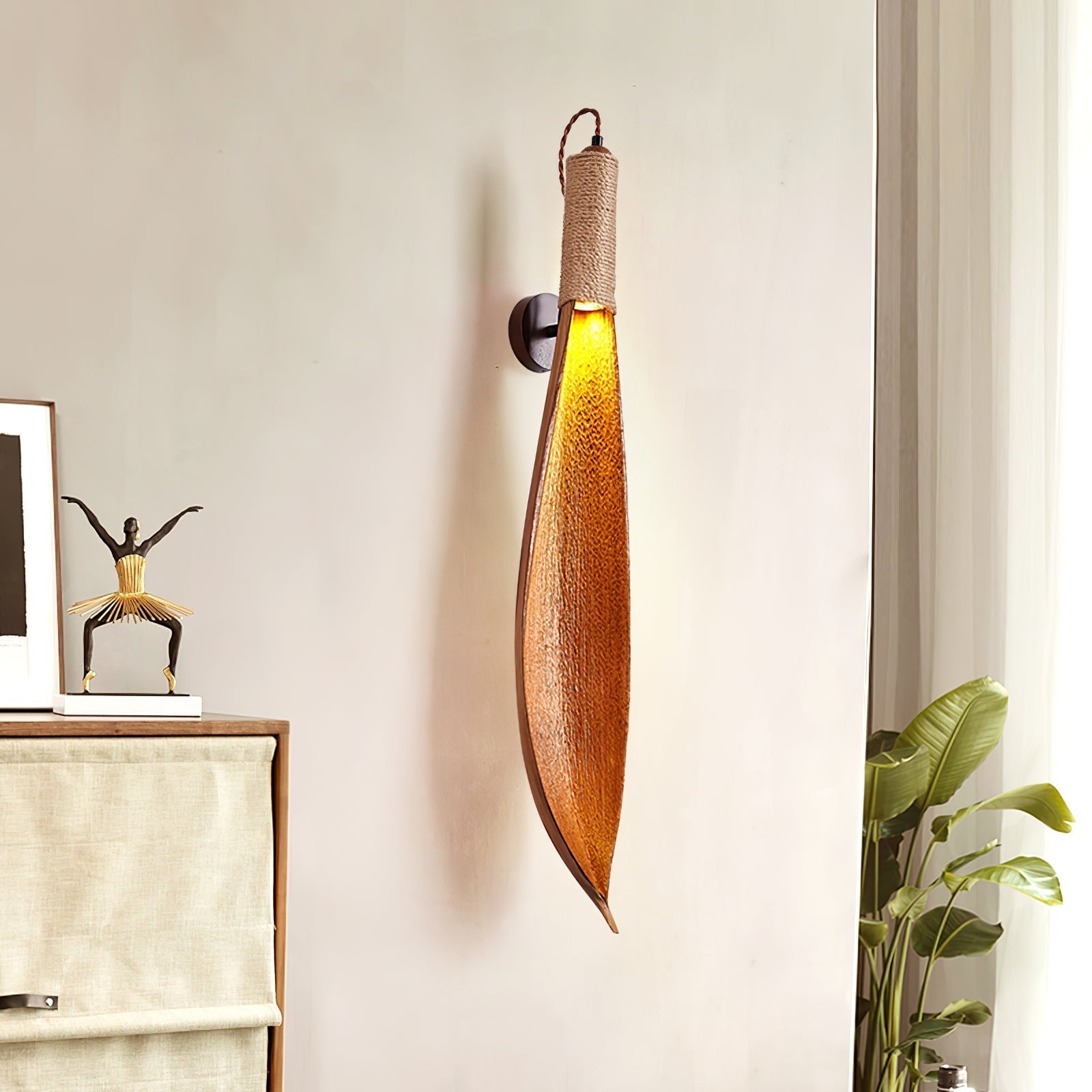Cocoa Leaf Wall Light, Hardwired Wall Sconce, detail 3
