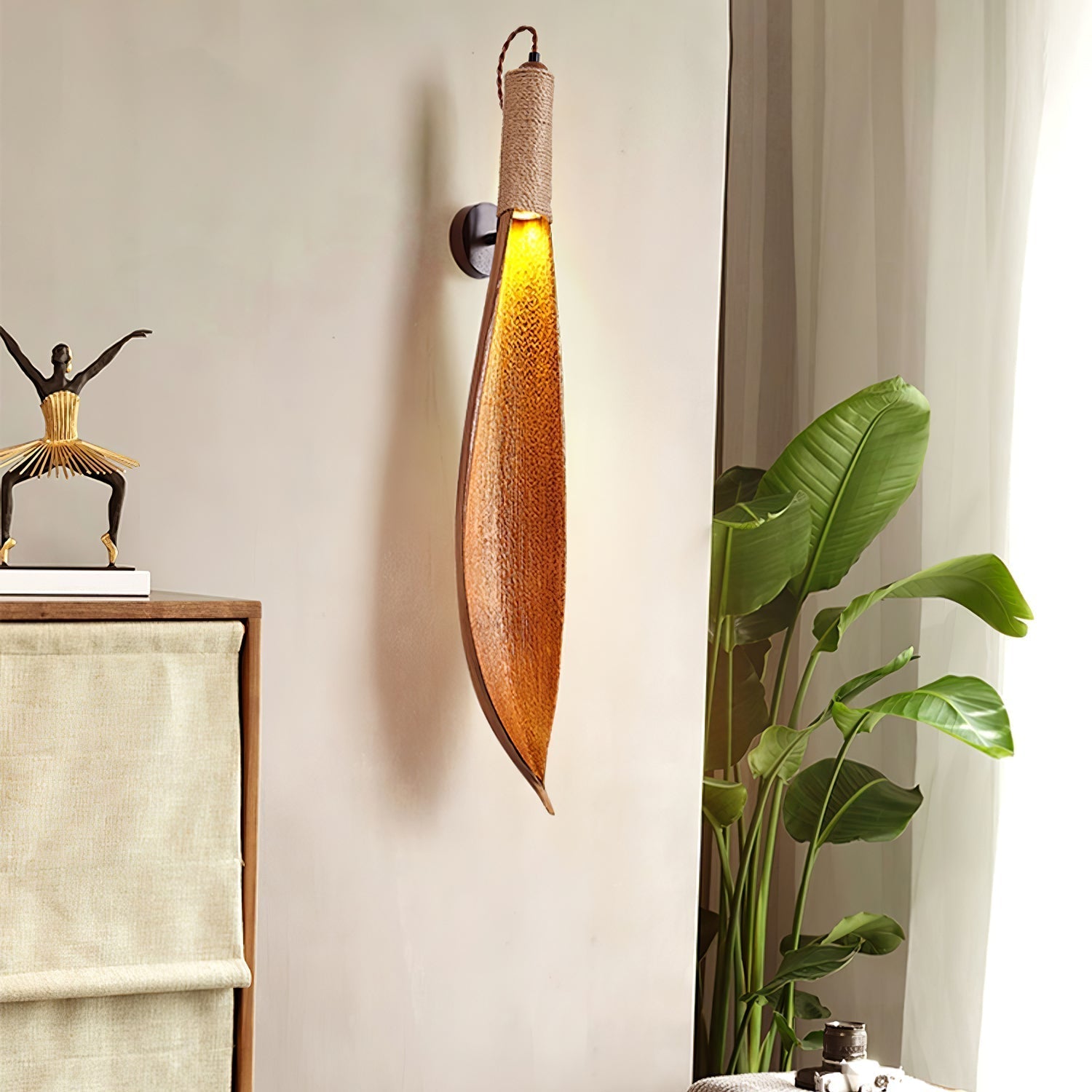 Cocoa Leaf Wall Light, Hardwired Wall Sconce, detail 4