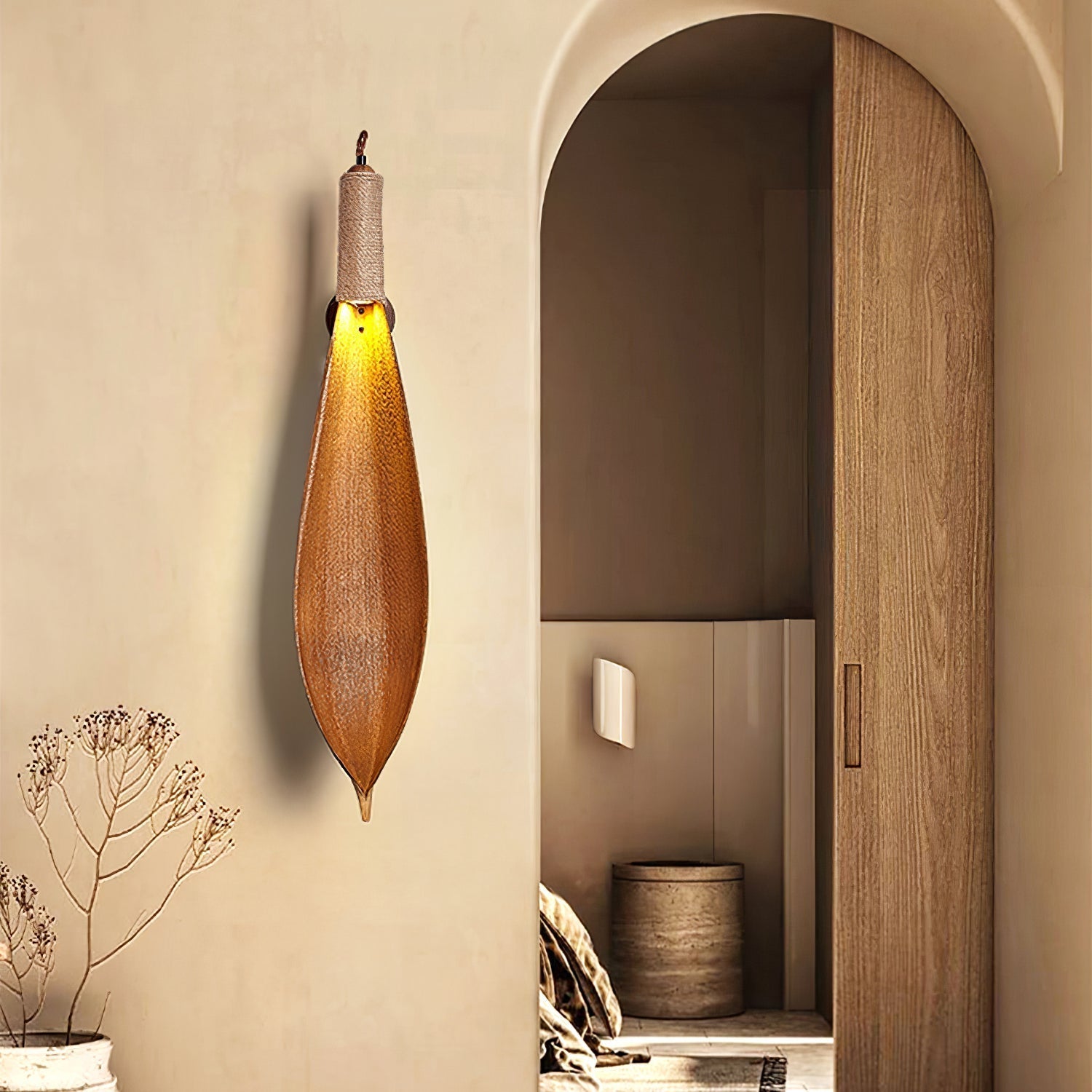 Cocoa Leaf Wall Light, Hardwired Wall Sconce, detail 5
