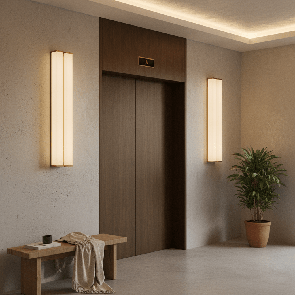 Columnar Fabric Wall Light - Dia 14cm x H 76cm Metal, Hardwired Wall Sconce, detail 6