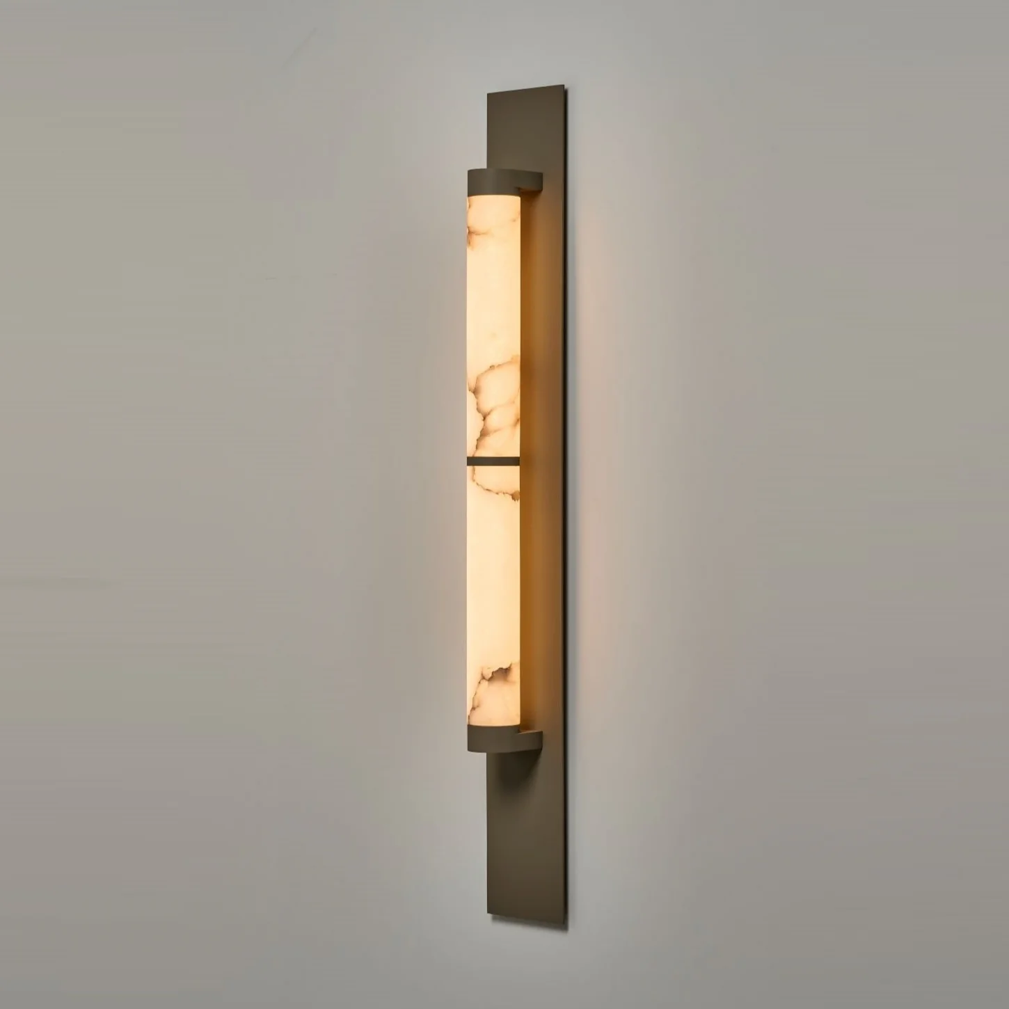 Columnar Alabaster Wall Light, Hardwired Wall Sconce, detail 4