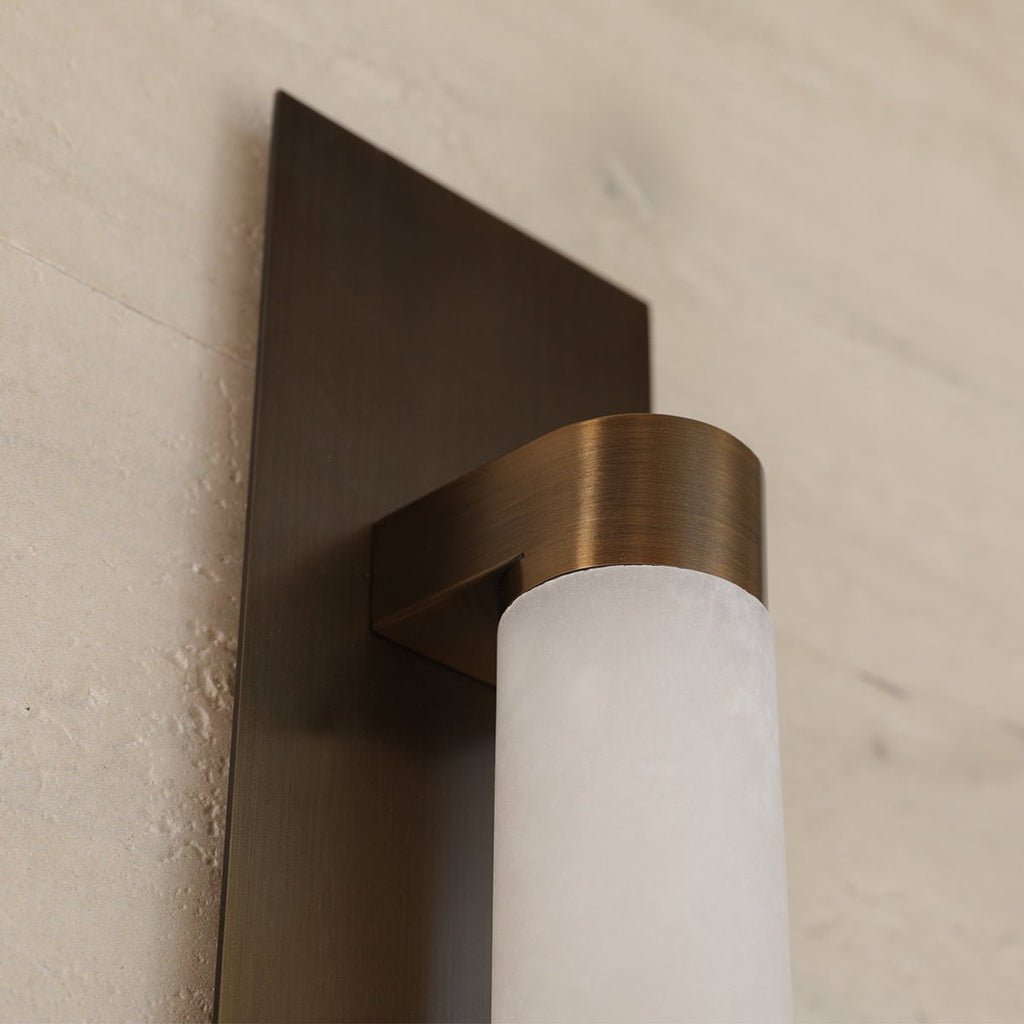 Columnar Alabaster Wall Light, Hardwired Wall Sconce, detail 14