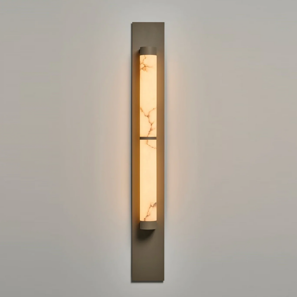 Columnar Alabaster Wall Light, Hardwired Wall Sconce, detail 8