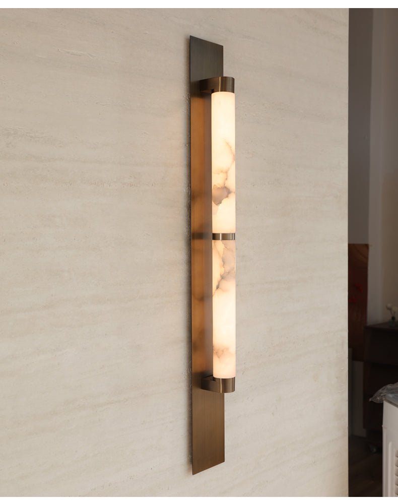 Columnar Alabaster Wall Light, Hardwired Wall Sconce, detail 12