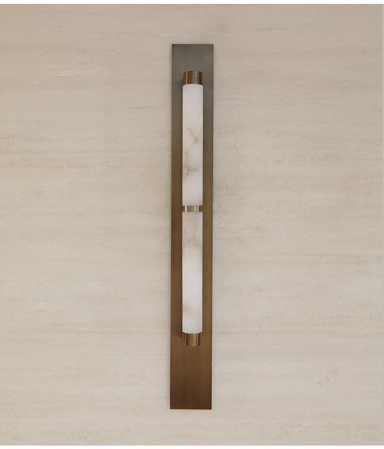 Columnar Alabaster Wall Light, Hardwired Wall Sconce, detail 13