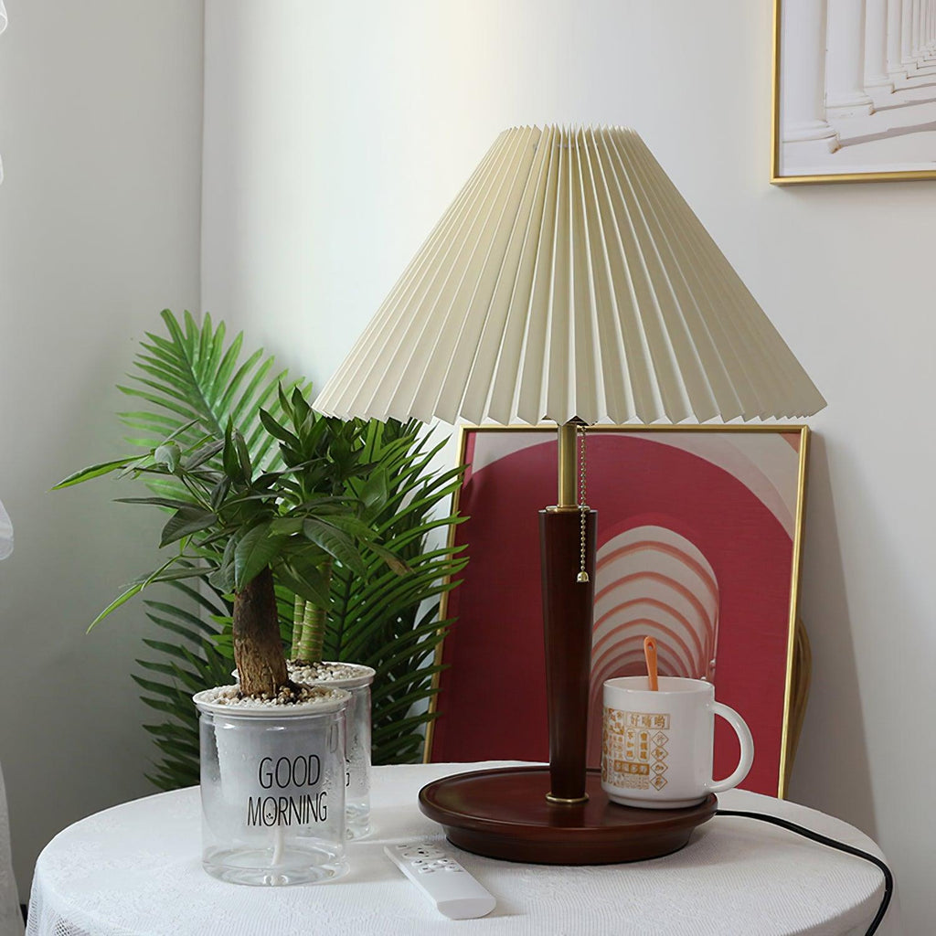 Cone Pleated Fabric Table Light, Bedside Table Lamp, detail 3