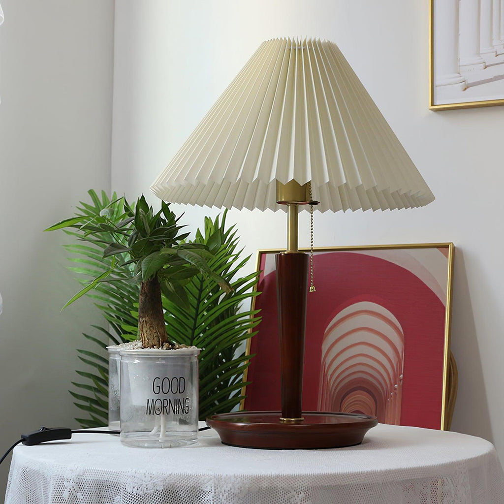 Cone Pleated Fabric Table Light, Bedside Table Lamp, detail 4