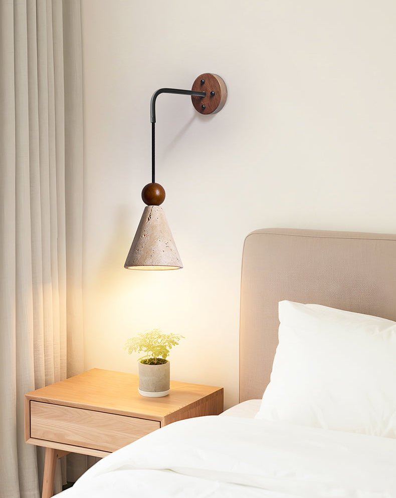 Cone Wood Bead Wall Light, Hardwired Wall Sconce, detail 8