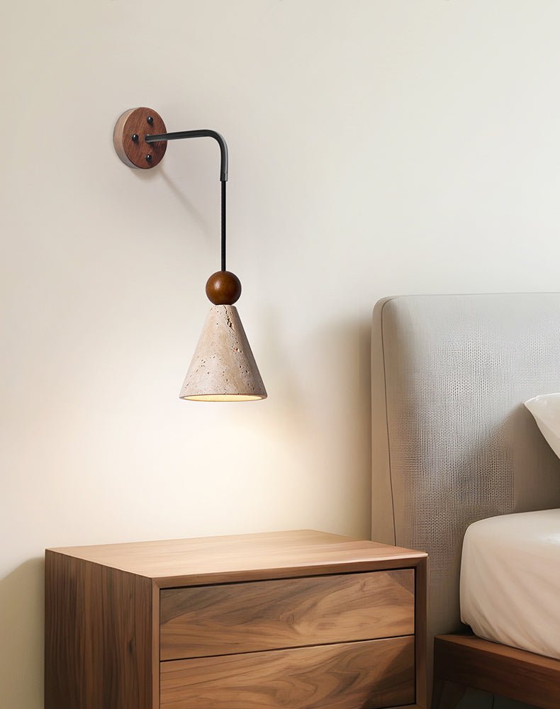 Cone Wood Bead Wall Light, Hardwired Wall Sconce, detail 9