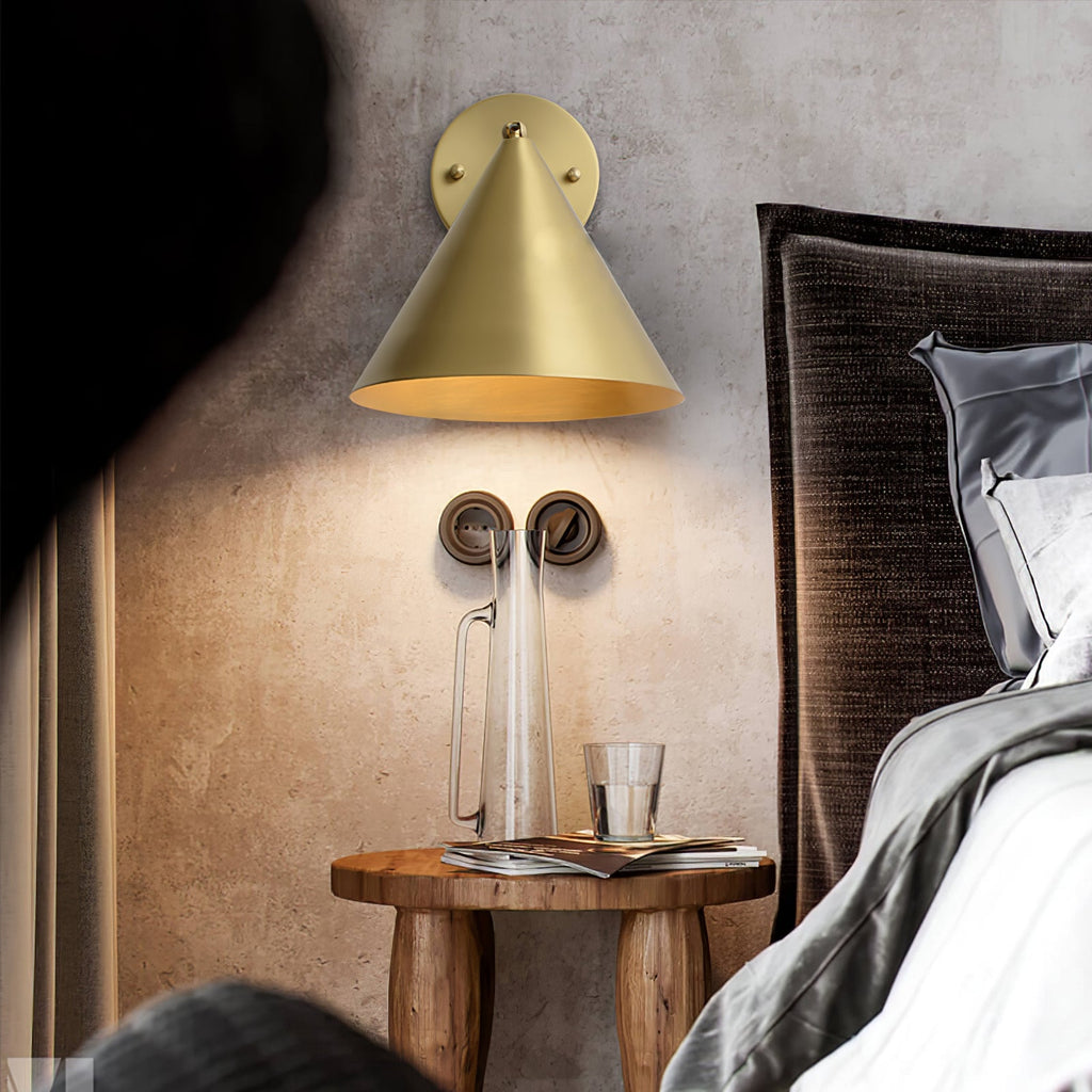 Conica Brass Wall Light, Hardwired Wall Sconce, detail 2