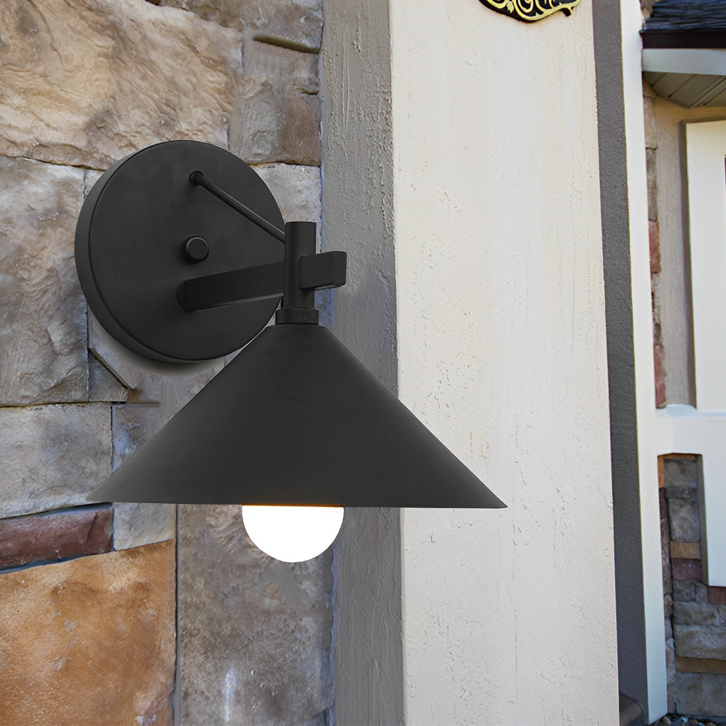 Conical Clean Waterproof Retro American-style Exterior Wall Light Lighting, Outdoor Wall Light, Hardware, Dia 10in x H 9in