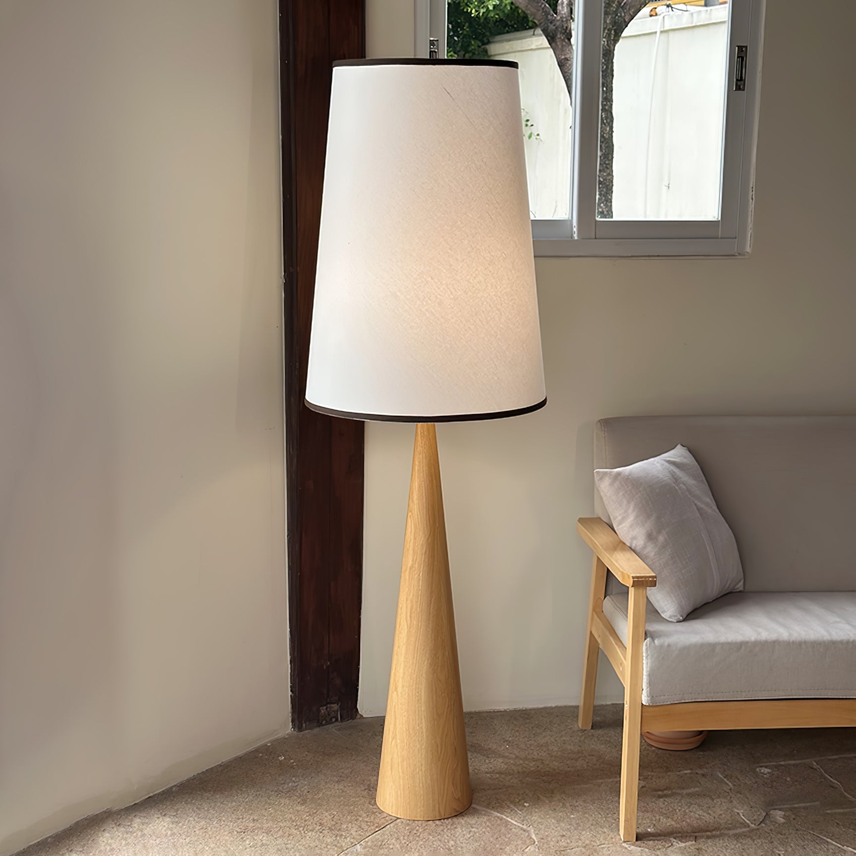 Faux Wood Conical Floor Light, Floor Lamp, detail 2