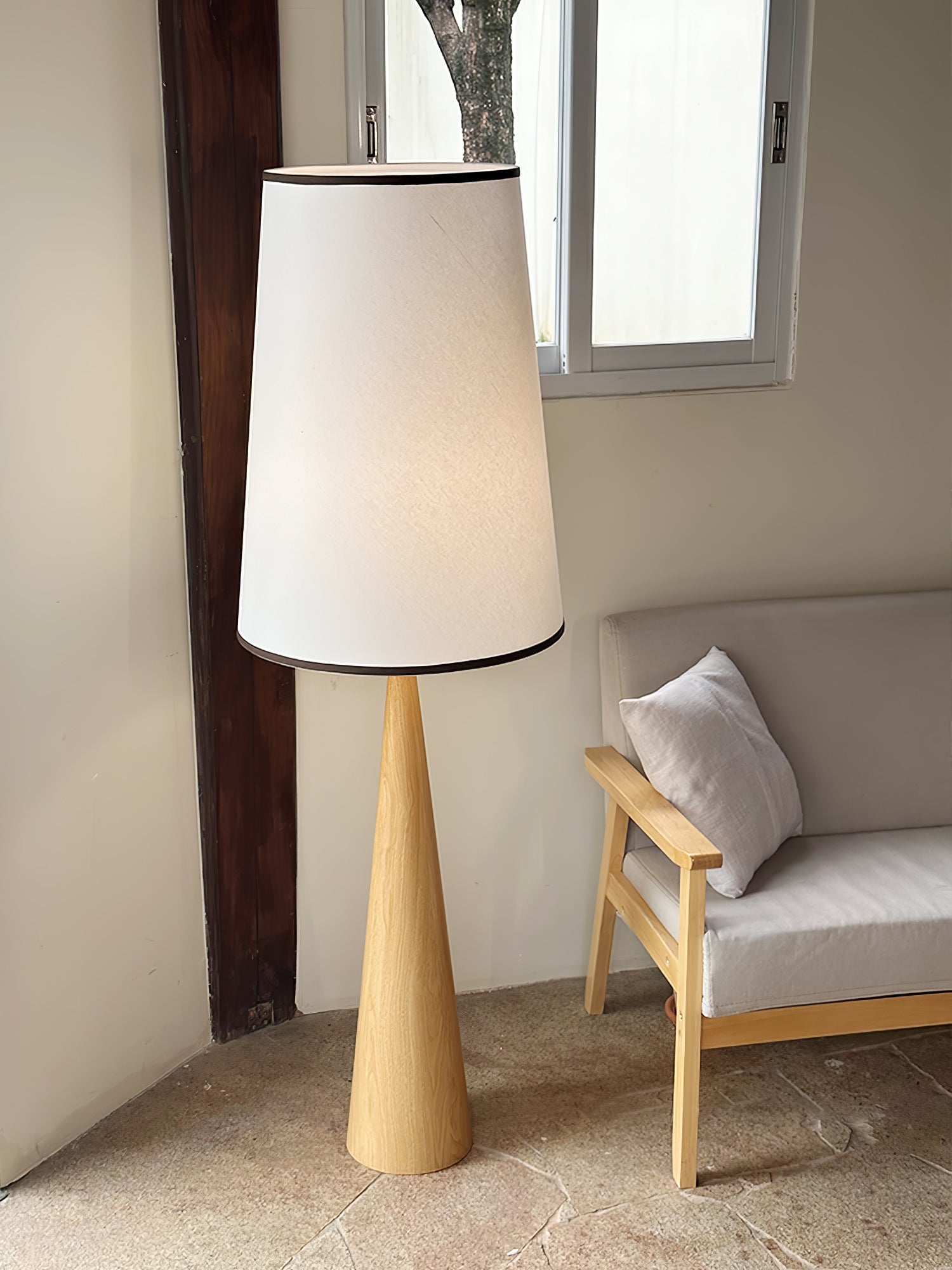Faux Wood Conical Floor Light, Floor Lamp, detail 4