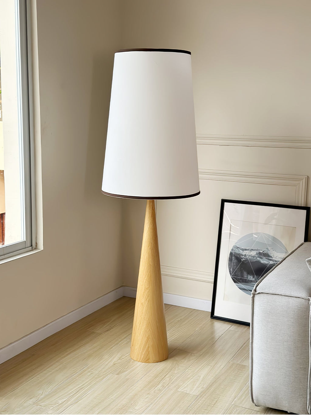 Faux Wood Conical Floor Light, Floor Lamp, detail 5
