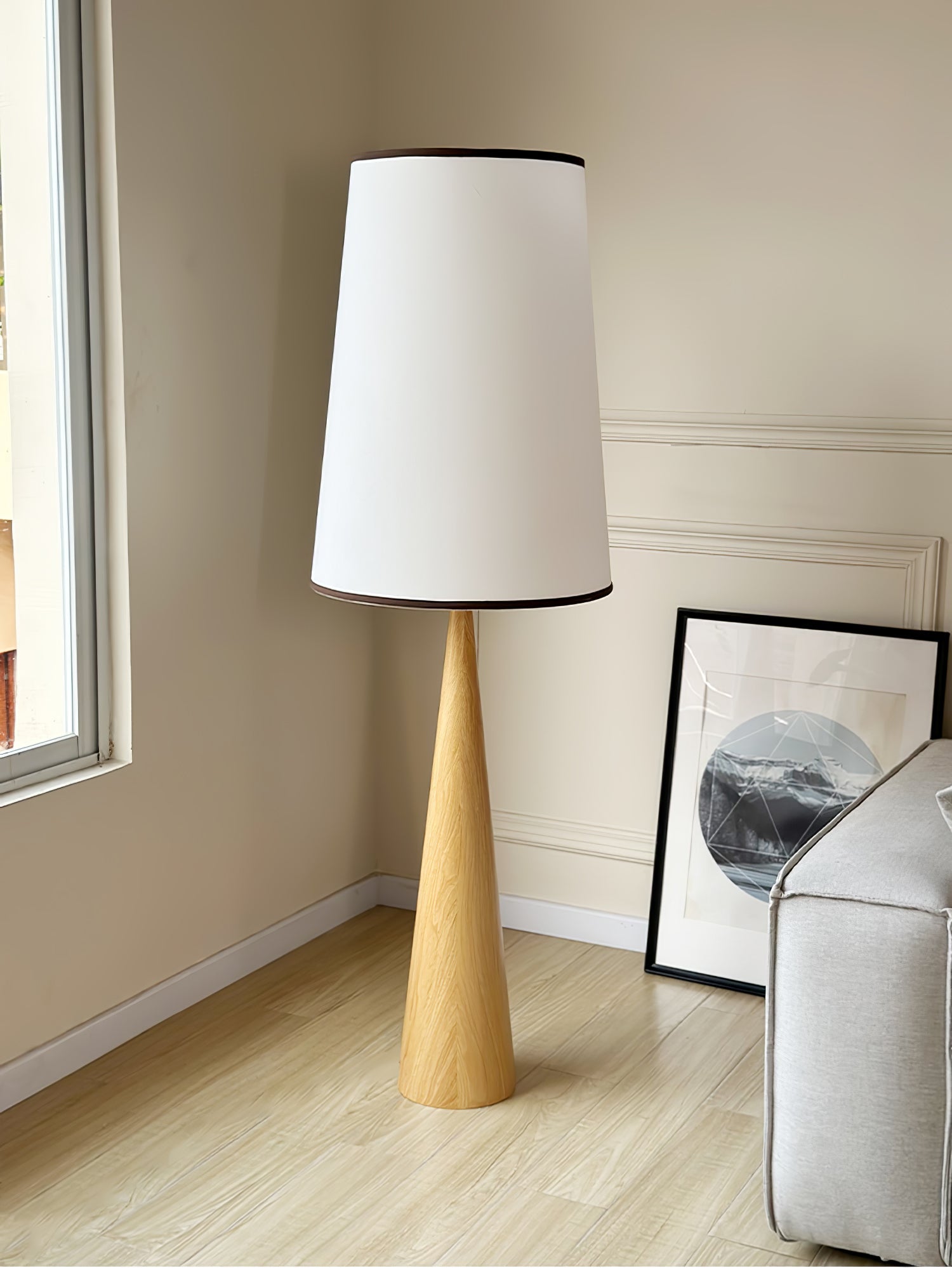 Faux Wood Conical Floor Light, Floor Lamp, detail 5