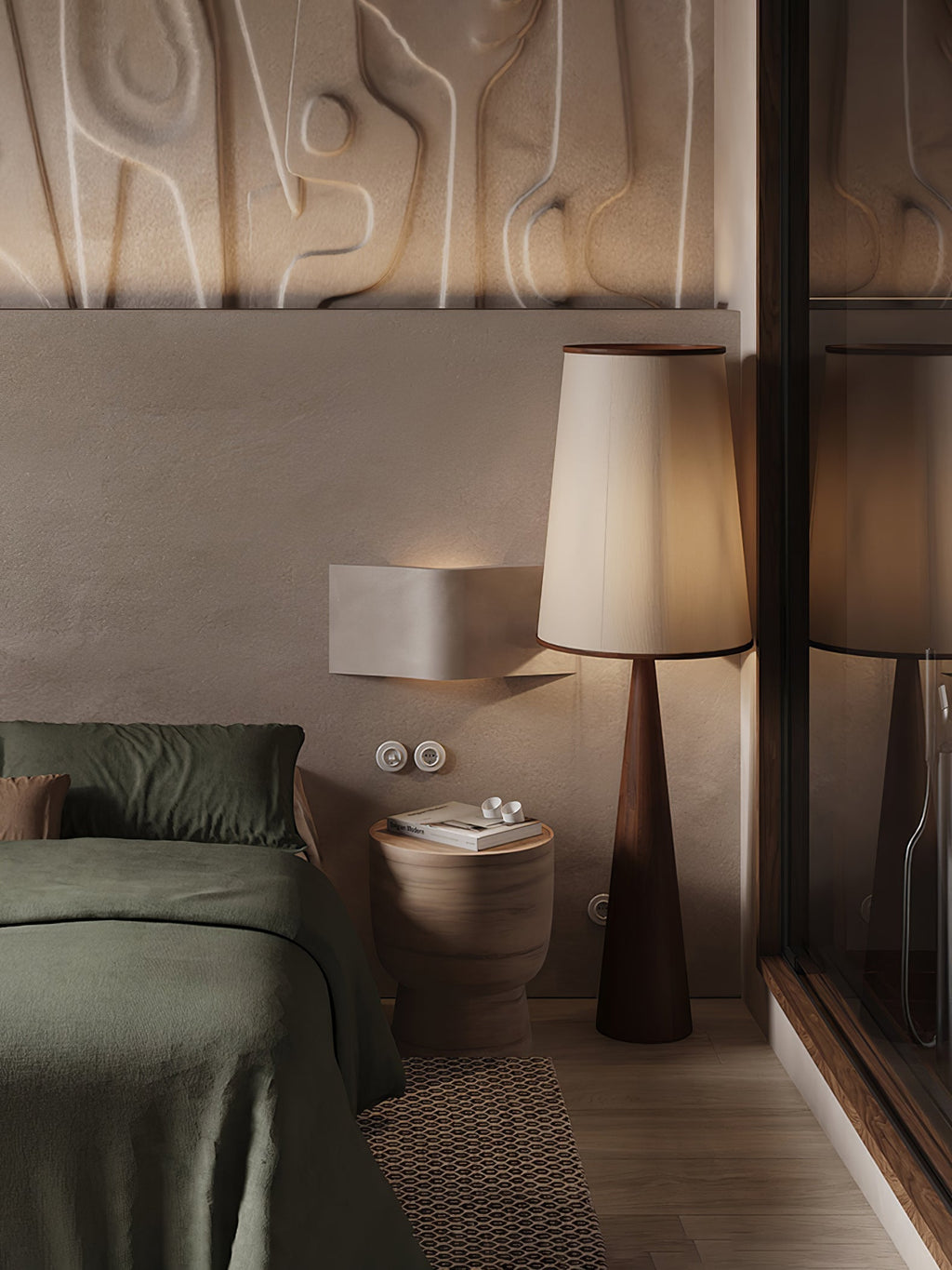 Faux Wood Conical Floor Light, Floor Lamp, detail 8