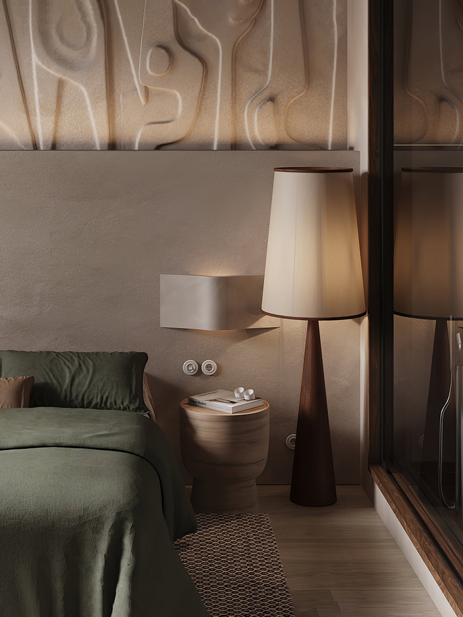 Faux Wood Conical Floor Light, Floor Lamp, detail 8
