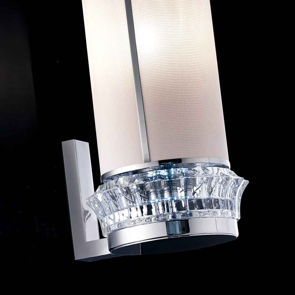 Contemporary Chrome Crystal Cylinder Wall Light, Hardwired Wall Sconce, detail 2
