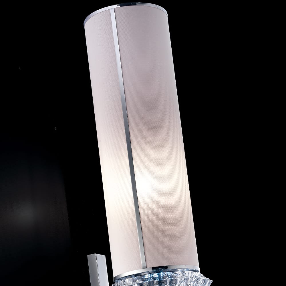 Contemporary Chrome Crystal Cylinder Wall Light, Hardwired Wall Sconce, detail 3