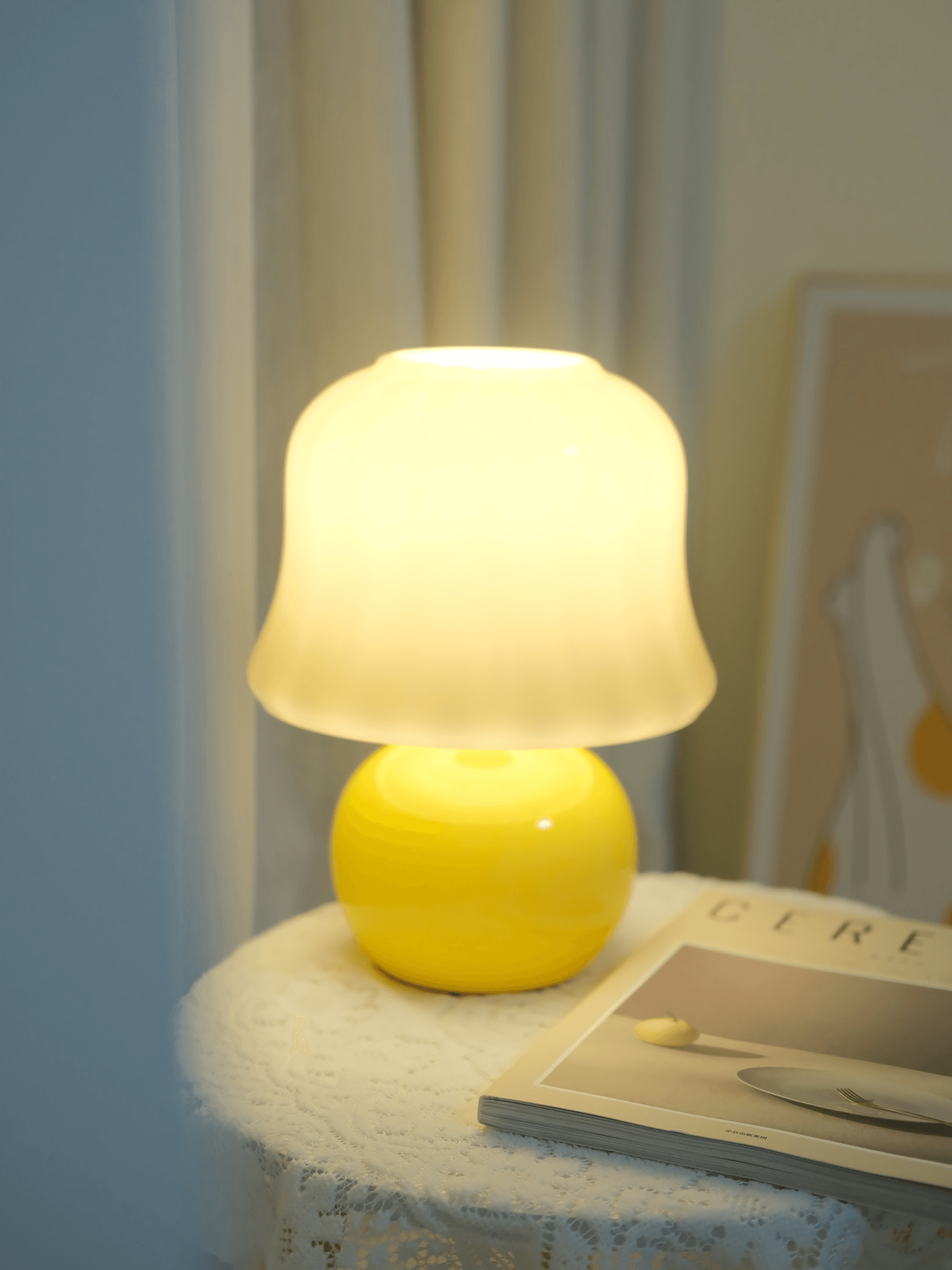 Creamy Mushroom Table Light, Bedside Table Lamp, detail 2