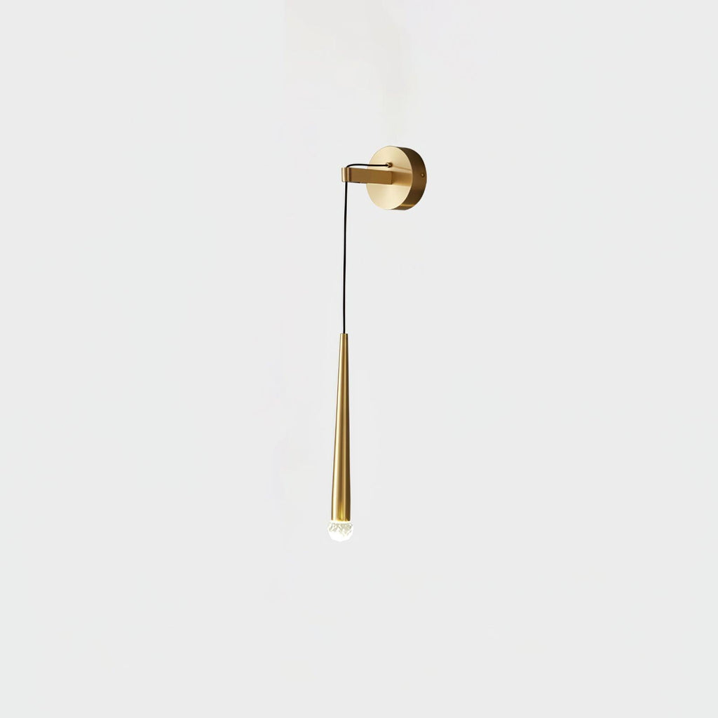 Crystal Conical Wall Light, Hardwired Wall Sconce, Brass, Model A: Dia 10cm x H 68cm