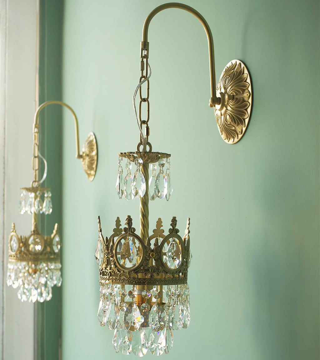 Crystal Crown Wall Light - Dia 16 cm x H 62cm Crystal, Hardwired Wall Sconce, detail 20