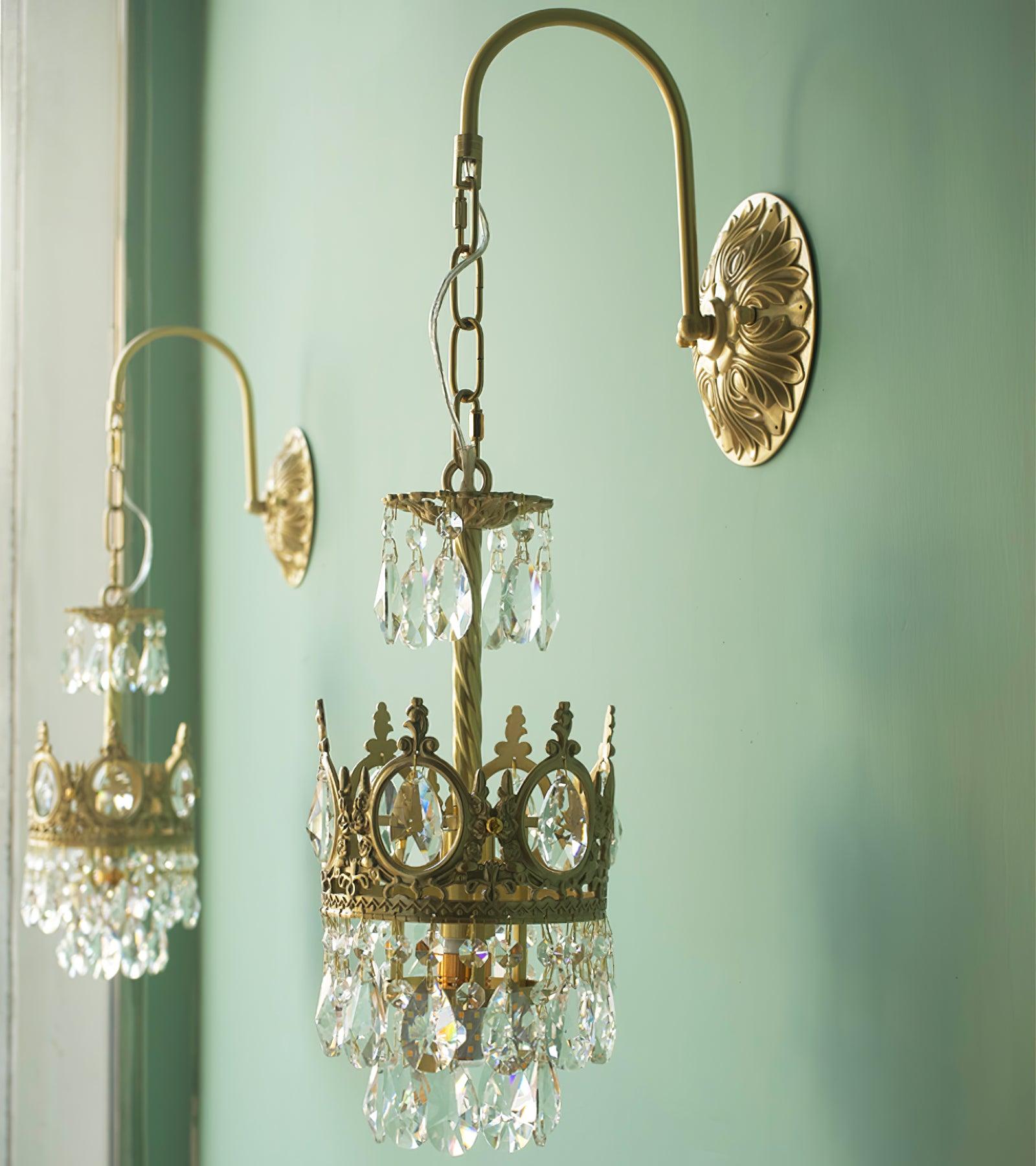 Crystal Crown Wall Light - Dia 16 cm x H 62cm Crystal, Hardwired Wall Sconce, detail 20