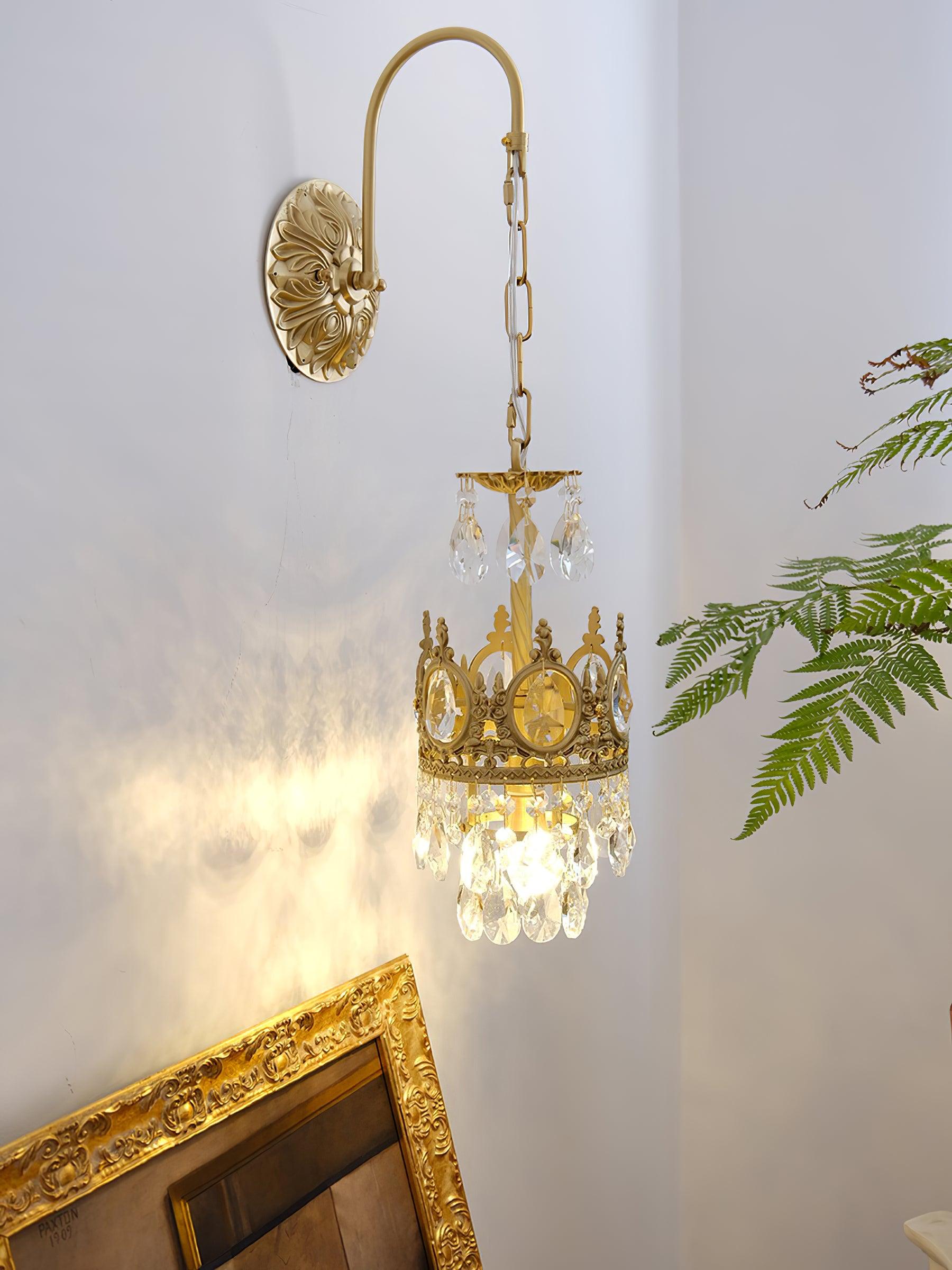 Crystal Crown Wall Light - Dia 16 cm x H 62cm Crystal, Hardwired Wall Sconce, detail 21