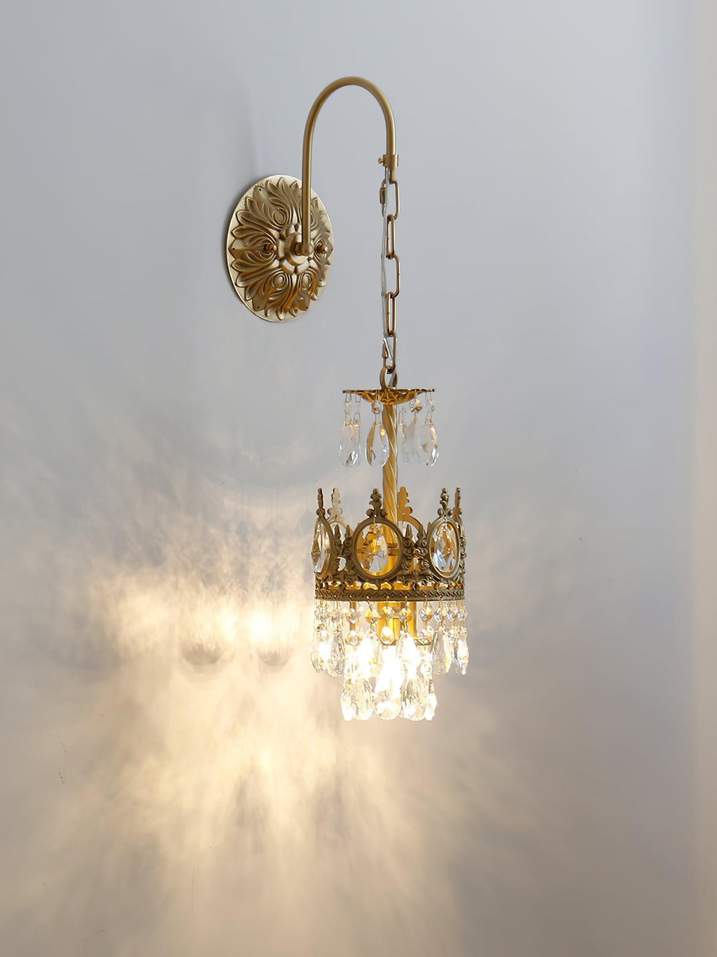 Crystal Crown Wall Light - Dia 16 cm x H 62cm Crystal, Hardwired Wall Sconce, detail 22