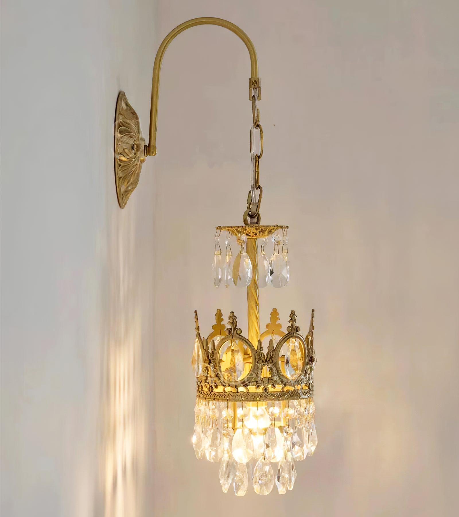 Crystal Crown Wall Light - Dia 16 cm x H 62cm Crystal, Hardwired Wall Sconce, detail 23