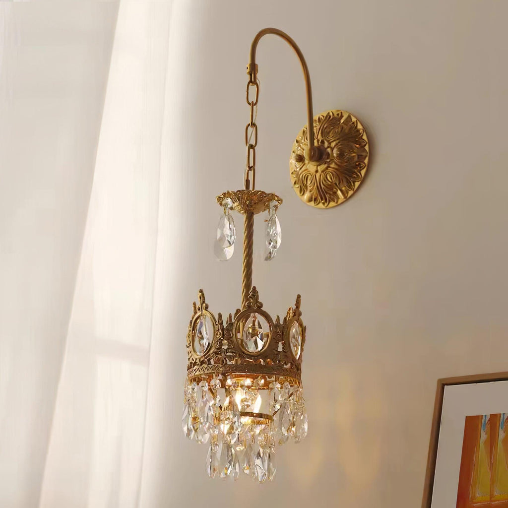Crystal Crown Wall Light - Dia 16 cm x H 62cm Crystal, Hardwired Wall Sconce, detail 18