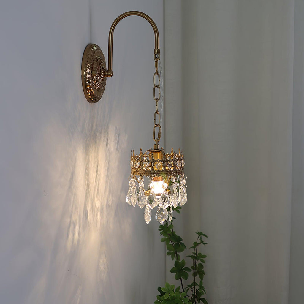 Crystal Crown Wall Light - Model A: Dia 17cm x W... Crystal, Hardwired Wall Sconce, detail 4