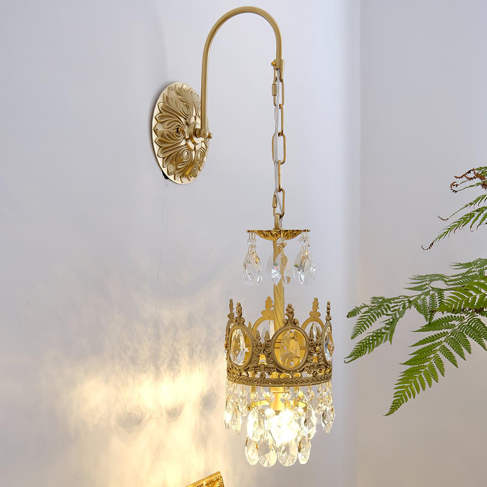 Crystal Crown Wall Light - Dia 16 cm x H 62cm Crystal, Hardwired Wall Sconce, detail 19