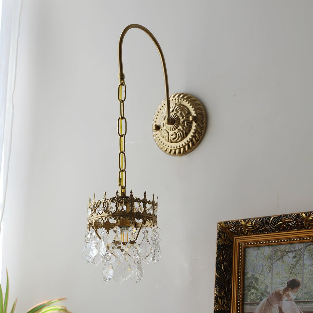 Crystal Crown Wall Light - Model A: Dia 17cm x W... Crystal, Hardwired Wall Sconce, detail 6