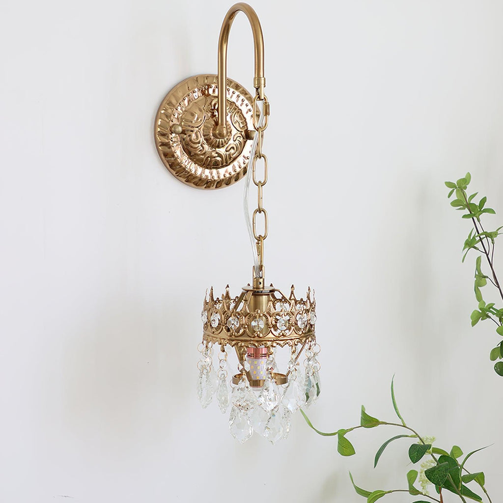 Crystal Crown Wall Light - Model A: Dia 17cm x W... Crystal, Hardwired Wall Sconce, detail 7