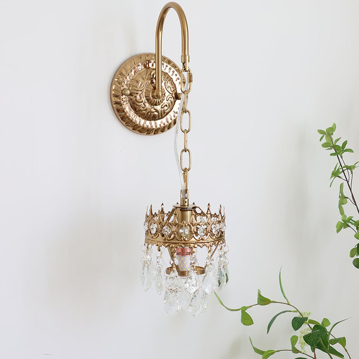 Crystal Crown Wall Light - Model A: Dia 17cm x W... Crystal, Hardwired Wall Sconce, detail 7