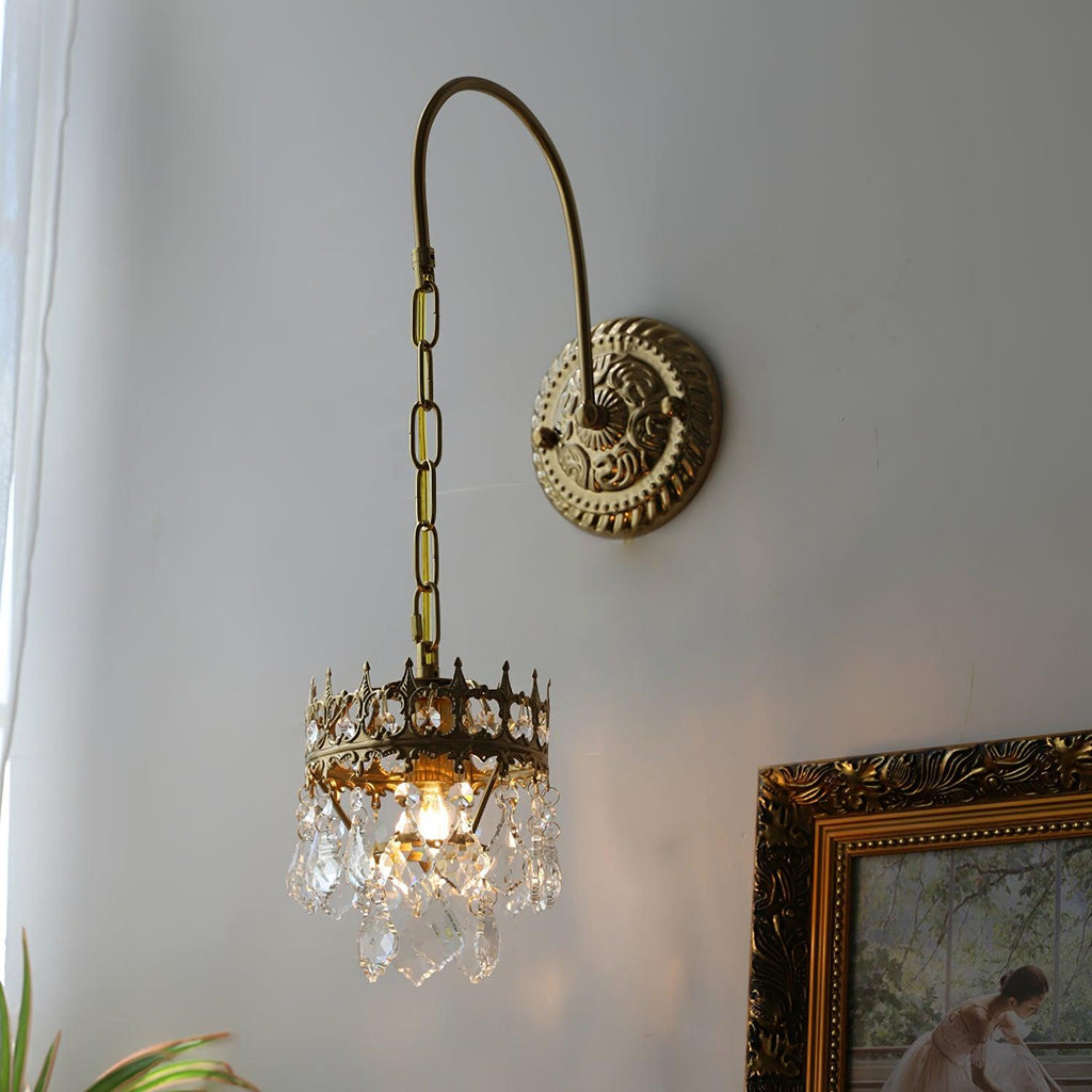 Crystal Crown Wall Light - Model A: Dia 17cm x W... Crystal, Hardwired Wall Sconce, detail 8