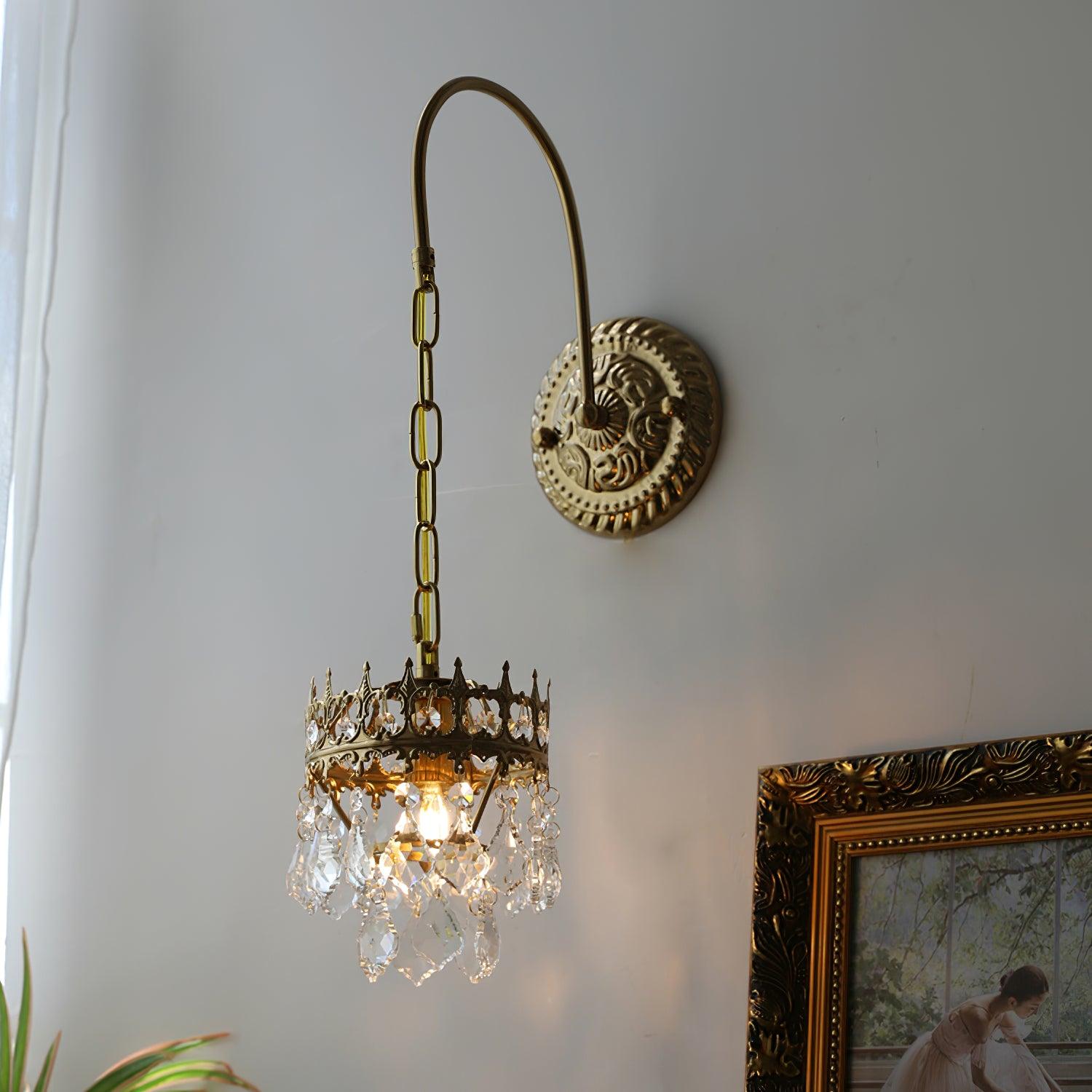 Crystal Crown Wall Light - Model A: Dia 17cm x W... Crystal, Hardwired Wall Sconce, detail 8