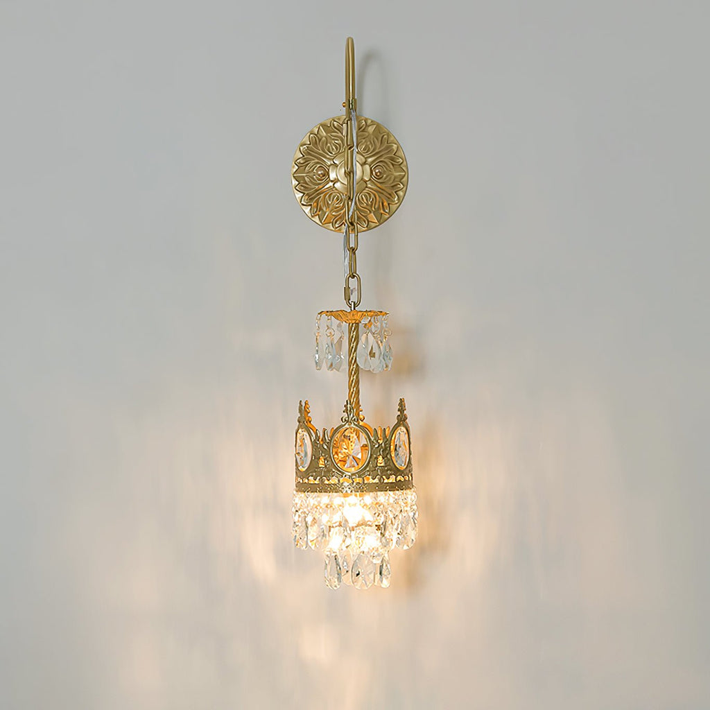 Crystal Crown Wall Light - Dia 16 cm x H 62cm Crystal, Hardwired Wall Sconce, detail 7