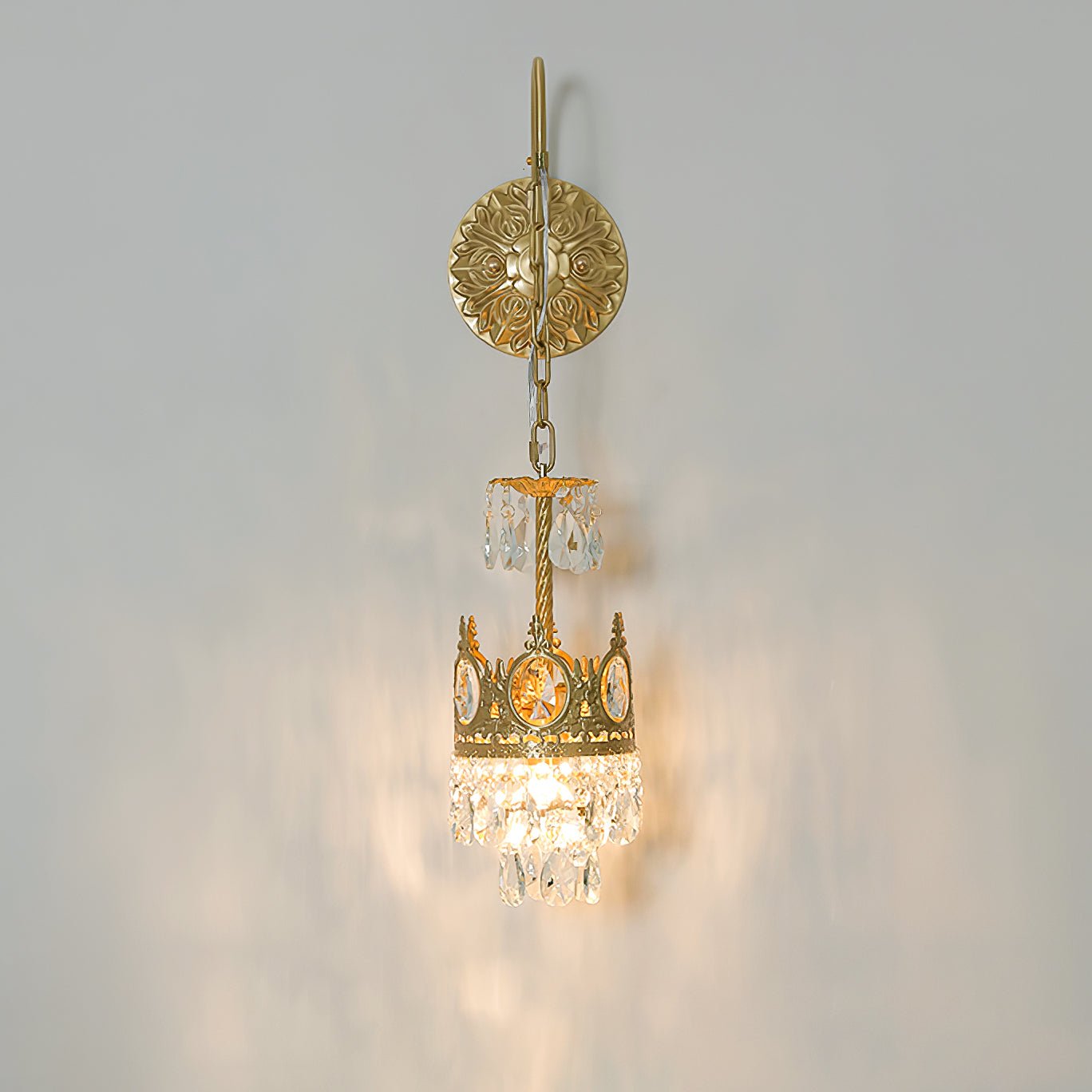 Crystal Crown Wall Light - Dia 16 cm x H 62cm Crystal, Hardwired Wall Sconce, detail 7
